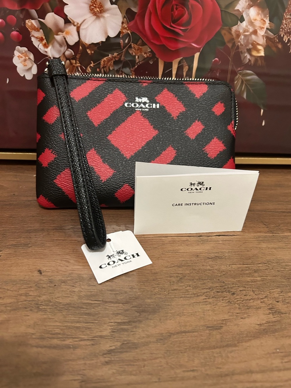 COACH Corner Zip Wristlet in Wild Plaid - Picture 2 of 7
